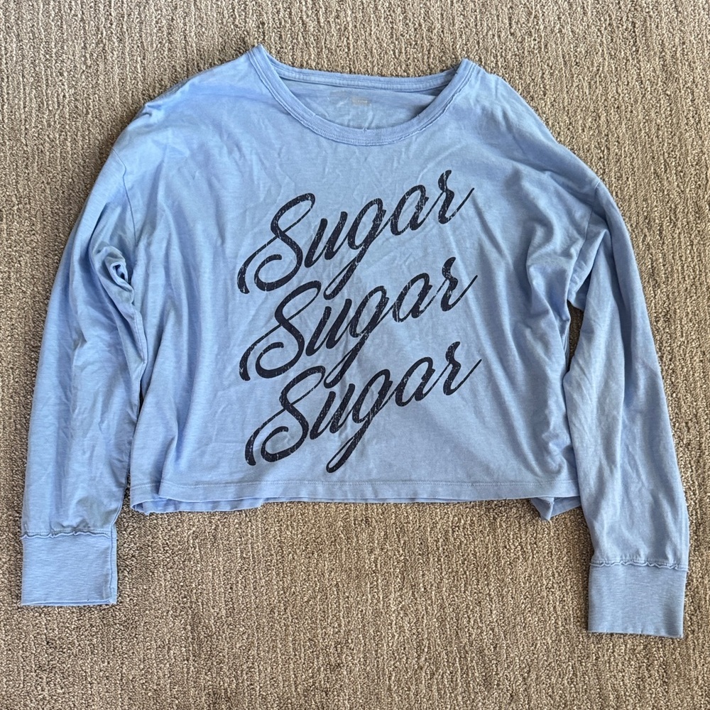 Aerie Light Blue Long Sleeve Graphic Tee